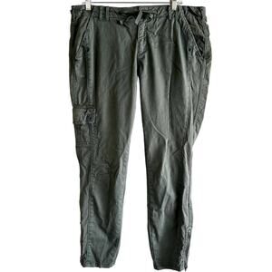 Sundance Cargo Pants Drawstring Belt Straight Leg Pockets Cotton Dark Green P12